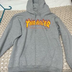 Thrasher Gray Sweatshirt Flame Logo